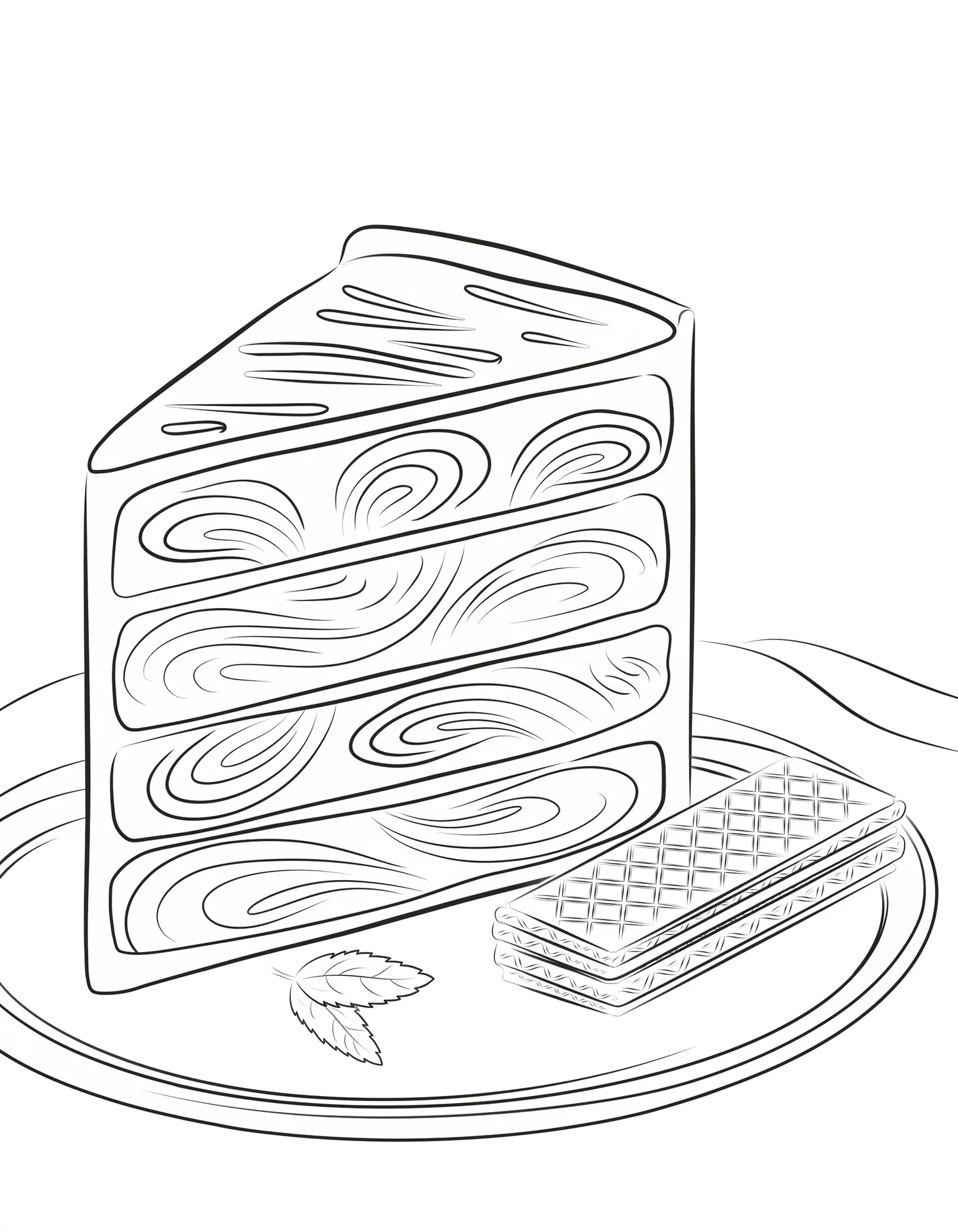 Glace Napolitaine en Bloc, Coloriage pâtisserie à imprimer gratuitement